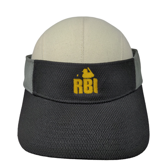 OC Sports Men's Strapback Visor Hat Black Gray OSFM RBI Baseball Logo W/Tags - Picture 1 of 10